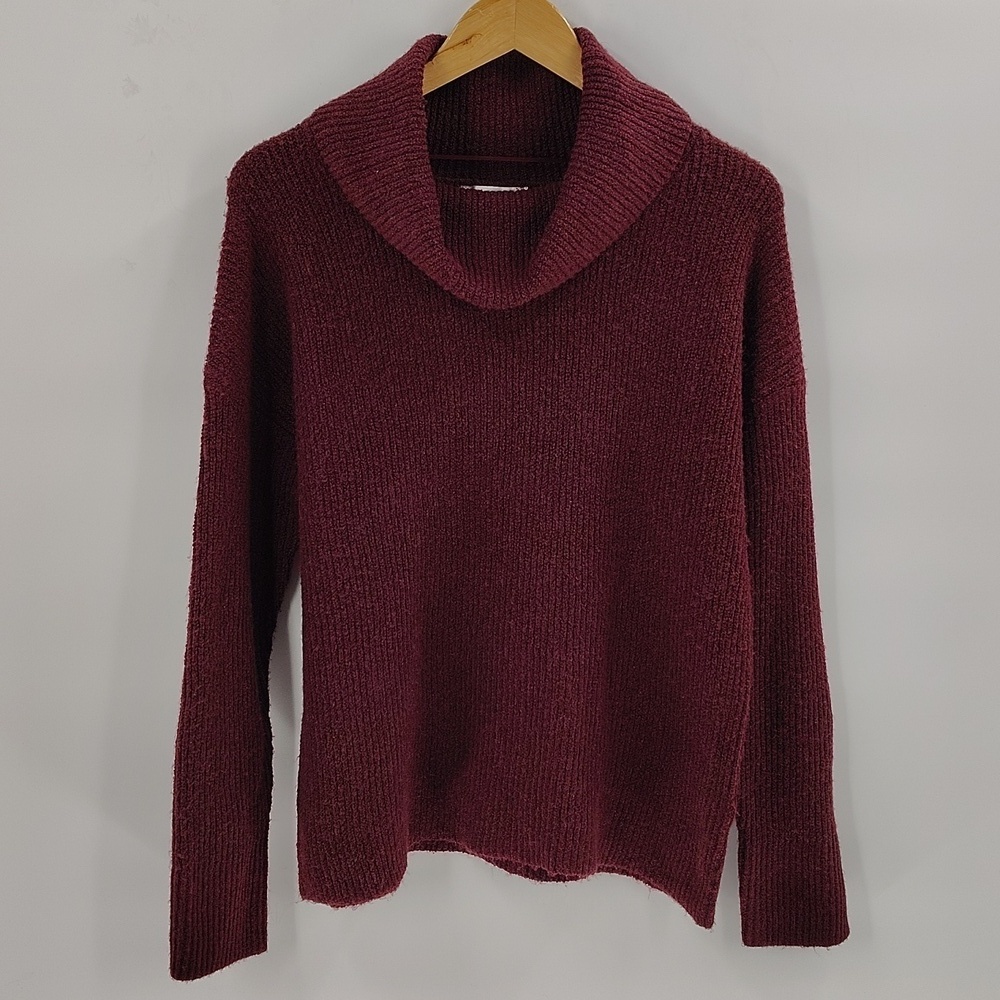 Madison Grey Sweater Medium  Maroon Cowl Neck